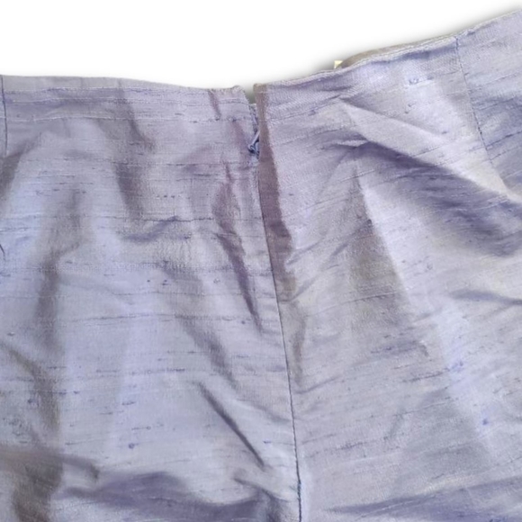 KAREN WARREN WRINKLED Bluish/Grey IRIDESCENT 100% SILK CROPPED PANTS SIZE (10) - Picture 6 of 7